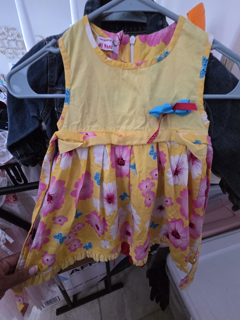 di Vani Yellow Floral-Trim Dress